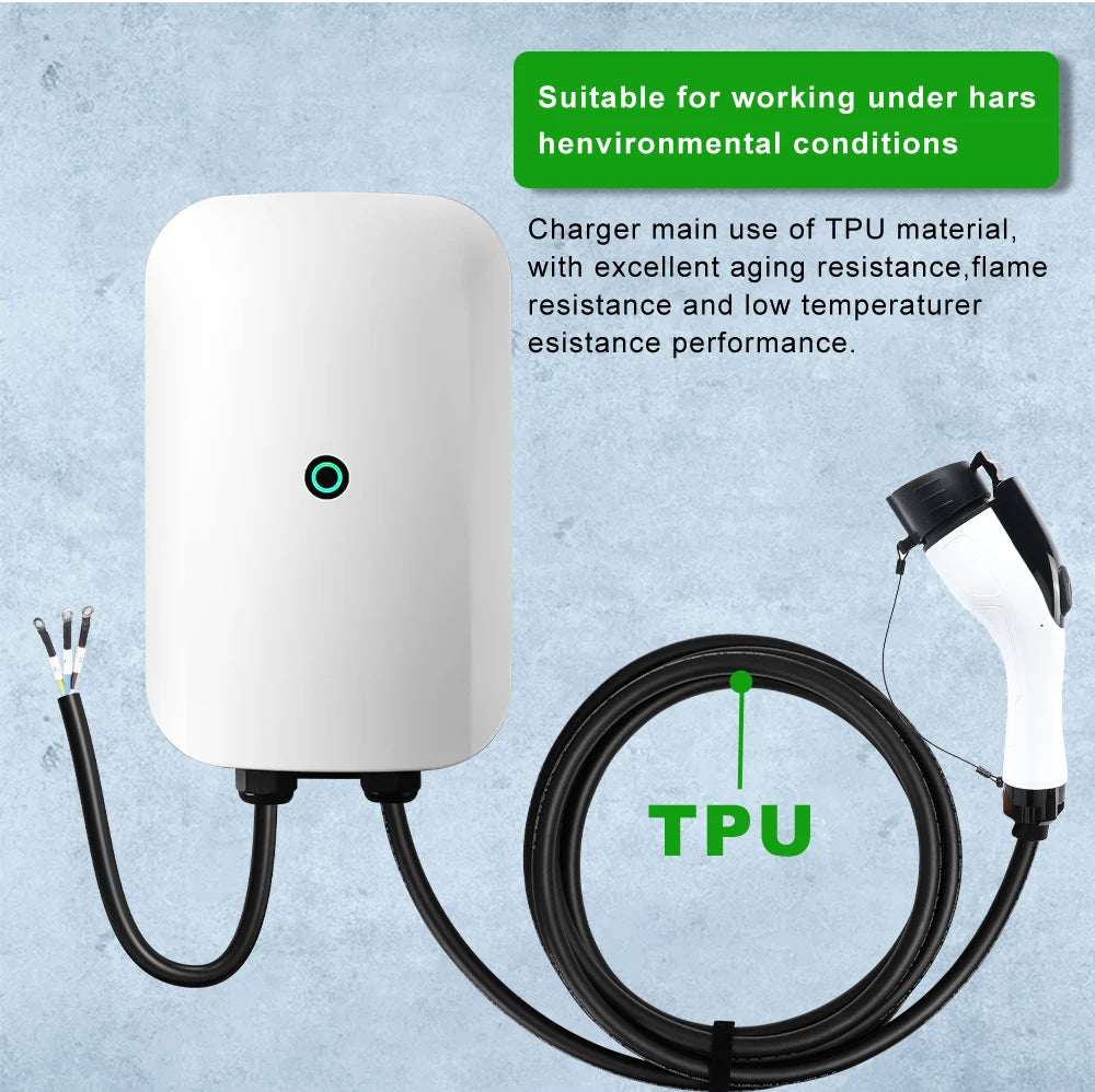ADPOW Type1 7KW EVSE Wallbox Plug and Play EV Charger 32A Max SAE J1772 Plug Electric Vehicle Charging Station 10m Cable
