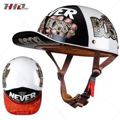 Retro Bucket Half Helmet for Men & Women - Motorcycle & Electric Bike Safety Helmet