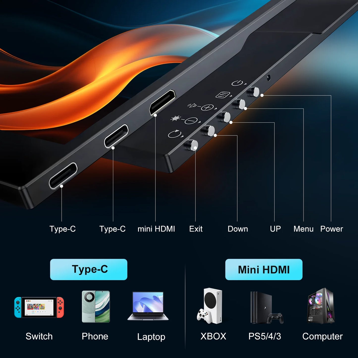HOWENS 15.6 Inch 4K Monitor IPS Display HDR 100% NTSC For Laptop Switch PS5 Xbox Phone Gaming External Screen Second Monitor NEW