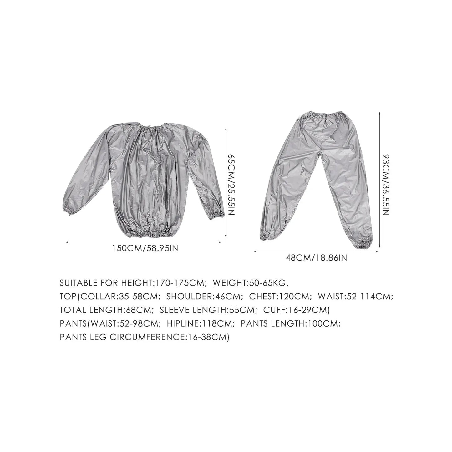 1Set Sauna Suit for Men Women Sweat Top Pants Sweat Suit Polyethylene Material Accelerates Fat Loss Promotes Toxin Removal
