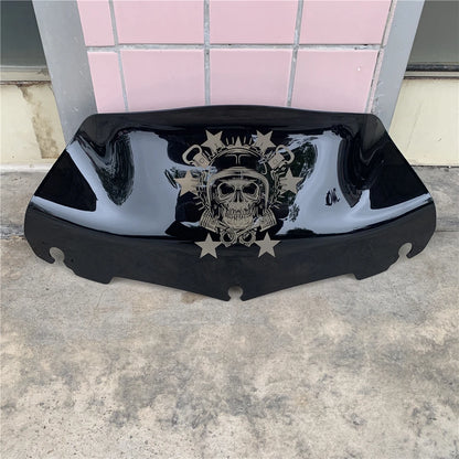 For Harley Touring Street Electra Glide Ultra FLHX 2014-2022 Motorcycle Skull 7" 9" Windshield Upper Fairing Wind Deflector