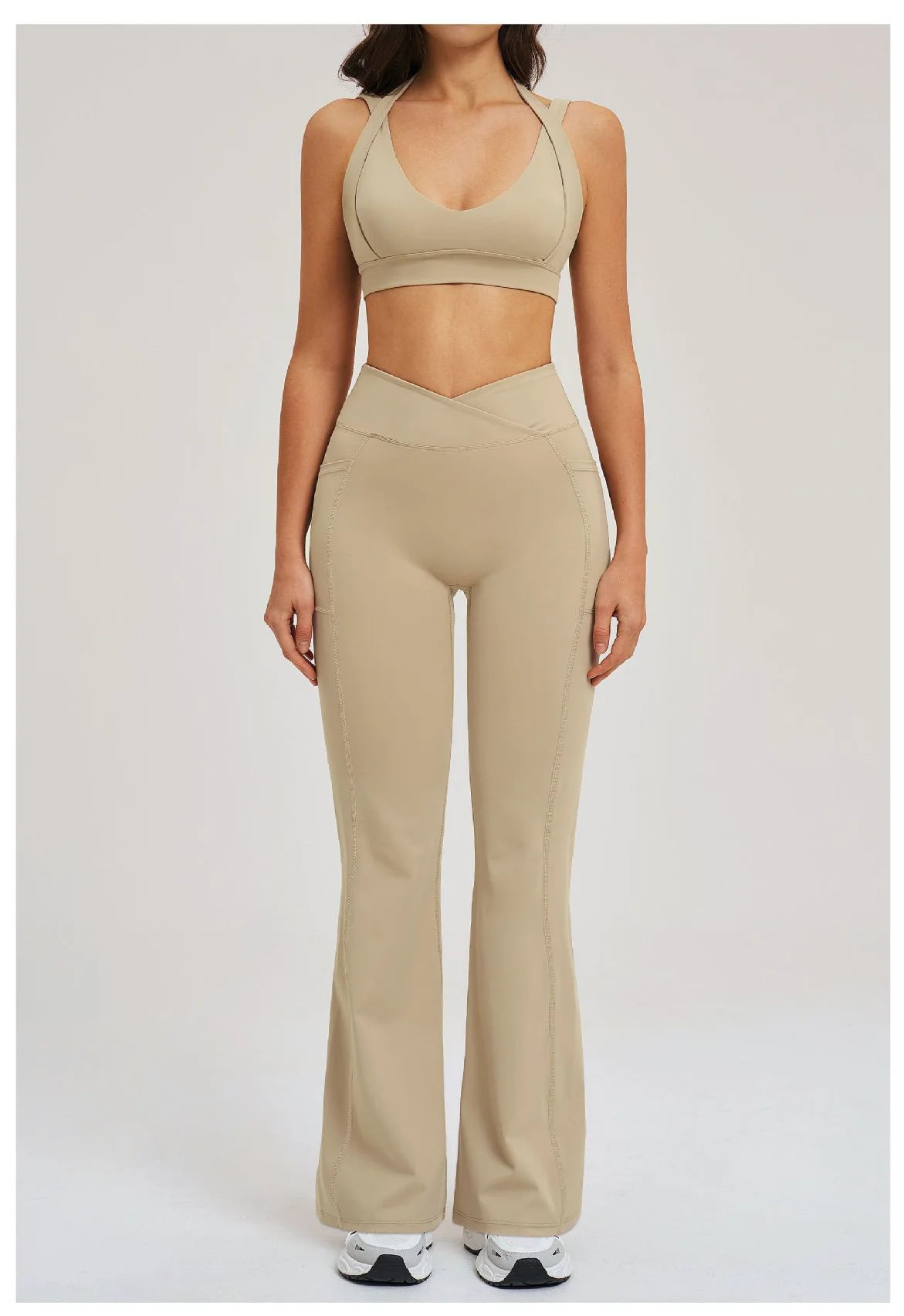 2 Piece Yoga Clothes Women's Sexy Wear Sexy Sport Bra High Waist Flared Pant Fitness Suit Gym Workout Jogging Sports Yoga Set