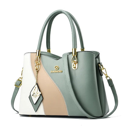 2024 New Three Color Combination Women's Handbag Large Capacity Soft Leather Shoulder Bag Fashion Elegant Women's Crossbody Bag
