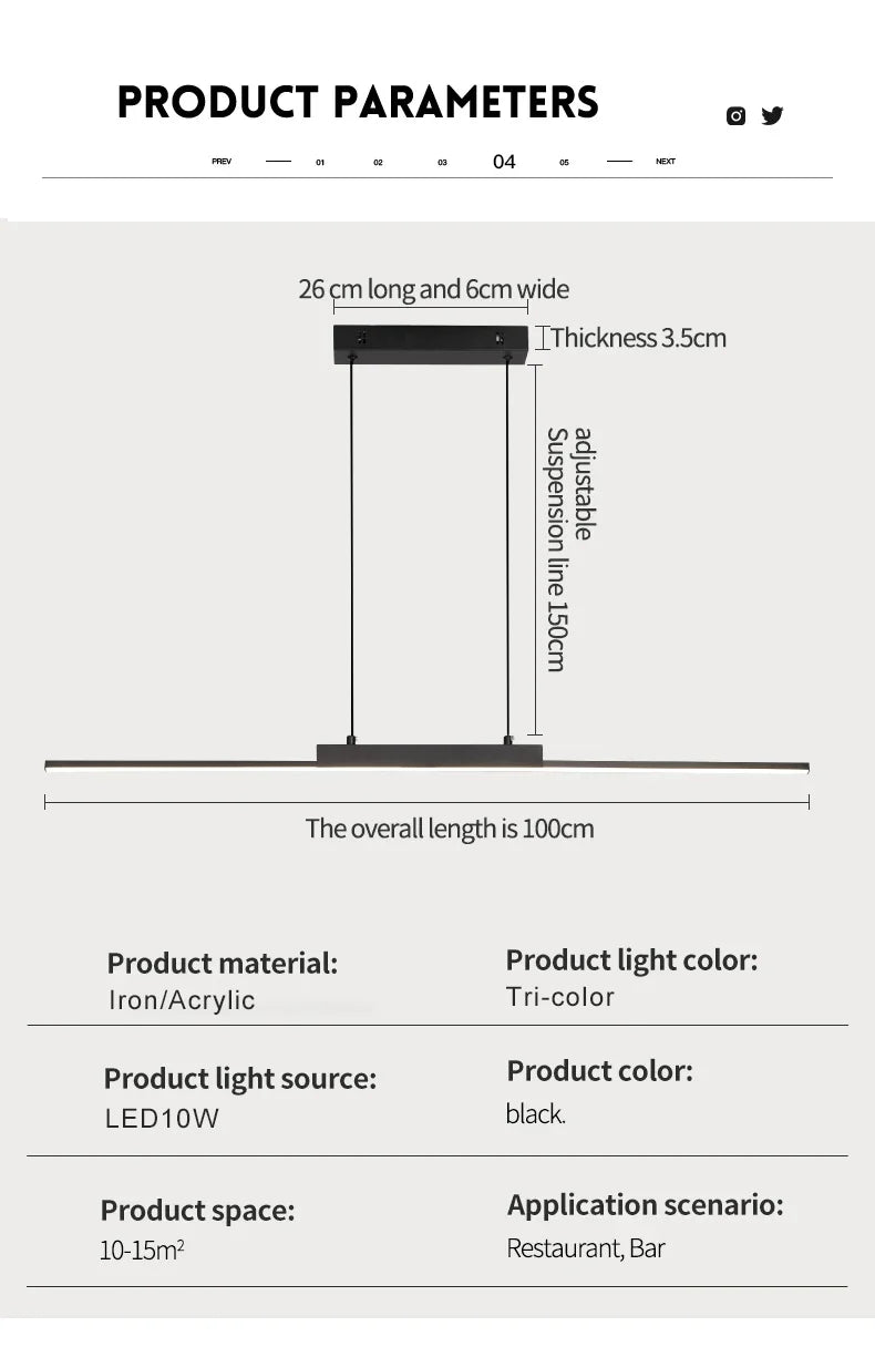 Modern LED Pendant Light 80/100CM For Living Room Kitchen Restaurant Dining Table Bar Indoor Decorative Lighting Hanging Lights