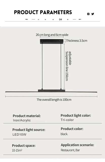 Modern LED Pendant Light 80/100CM For Living Room Kitchen Restaurant Dining Table Bar Indoor Decorative Lighting Hanging Lights