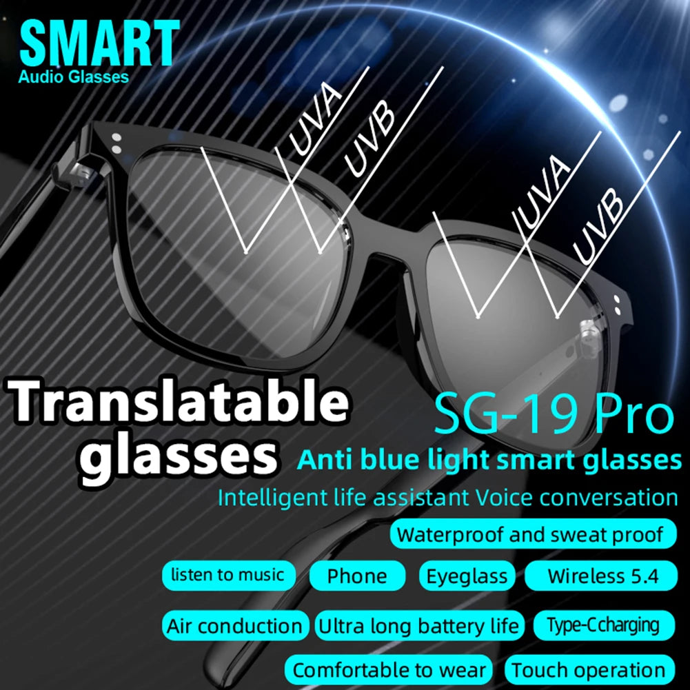 AI Smart Translate Eyeglasses BT 5.4 Call Intelligent Translator Glasses Magnetic Frame Sports Sun Glasses for Men Women