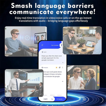 SENBONO AI Translator Smart Glasses With 8MP Camera Take Videos And Photo Sunglasses BT Call for Men Women 4K HD Fashion Glasses