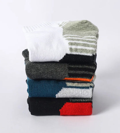 5 Pairs Men's Four Season Cotton Breathable Sports Socks Set Male Sport Ankle Socks Basketball Running Socks For Men