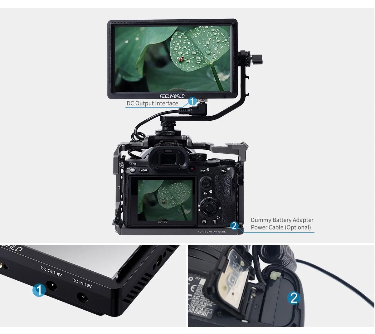 FEELWORLD FW568S 6 Inch 1920X1080 IPS FHD LCD Panel On Camera Field  Monitor 3G SDI 4KHDMI Input Output  for Youtube Gimbal Rig