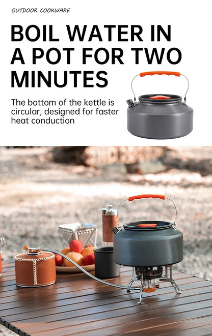 Camping Cooking Set, Outdoor Kitchenware Set, Aluminum Portable Tableware Kitchenware POTS Bowls Kettles Hiking Picnic Equipment