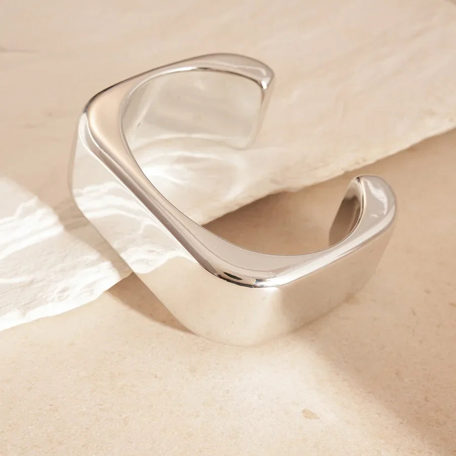 Punk Silver Color Acrylic Cuff Bracelet for Women Men Geometric Round Wide Bracelets Bangles Party Hand Accessories Gifts F