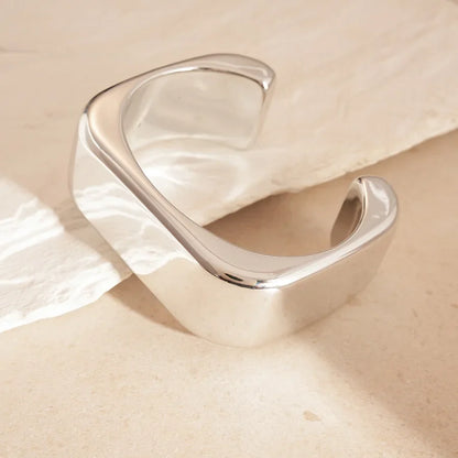 Punk Silver Color Acrylic Cuff Bracelet for Women Men Geometric Round Wide Bracelets Bangles Party Hand Accessories Gifts F