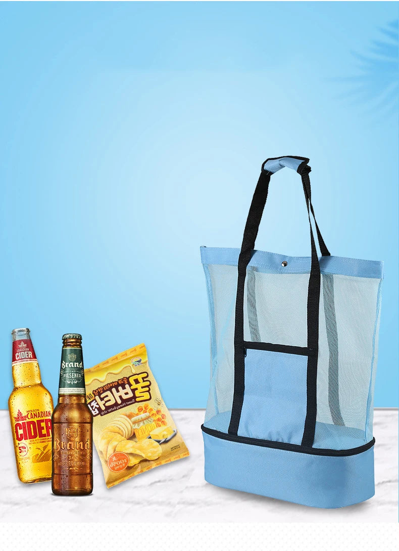 High Capacity Women Mesh Transparent Bag Double-layer Heat Preservation Large Picnic Beach Bags