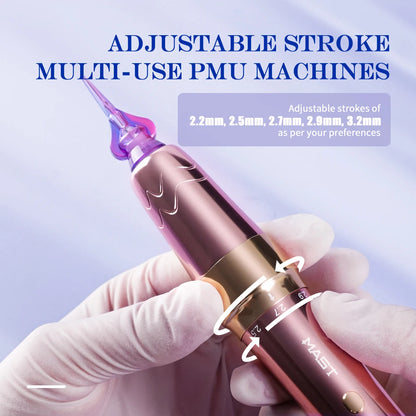 Mast P60 Wireless Tattoo Machine PMU Pen 5 Strokes Length 2.2mm - 3.2mm Permanent Makeup for Pro Artists Eyebrows Eyeliner Lip