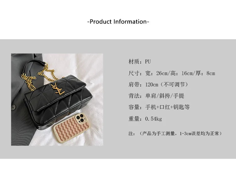 2025 New Luxury Diamond Quilted Chain Bag Women Fashion Crossbody Shoulder Bag For Commute