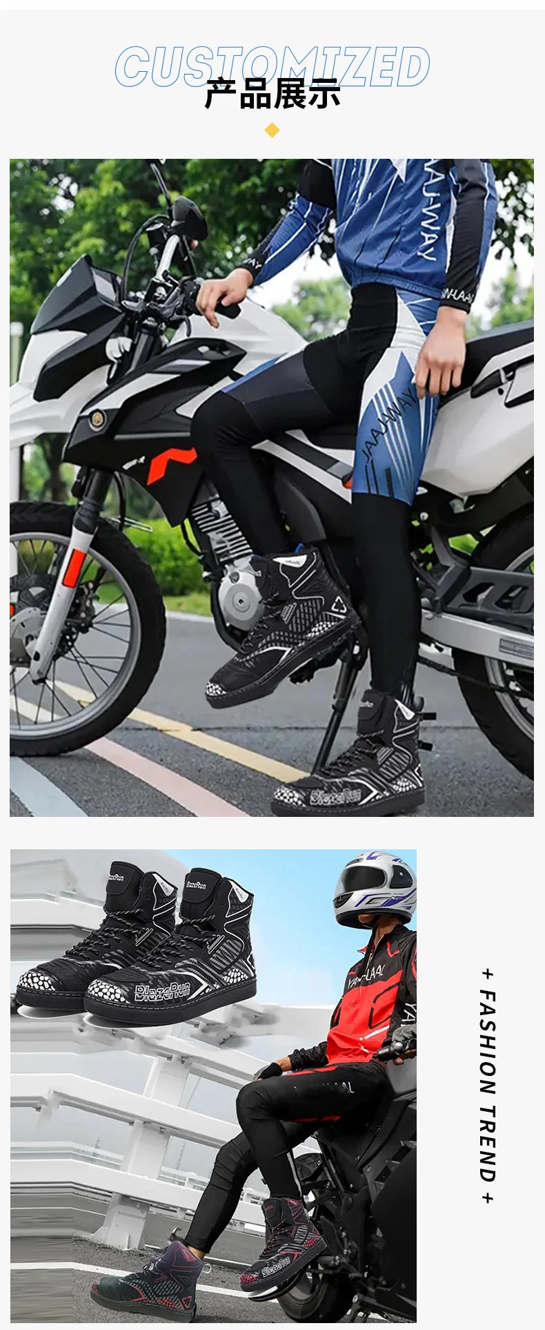 Motorbike Shoes Men Motorcycle boots Breathable Anti-fall Rider Road Racing Casual Shoes Boot Gear Shift Rubber Sole Reflective