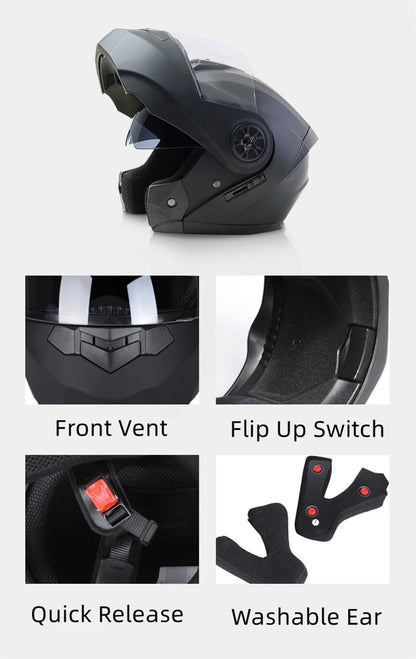 DOT Approved Personalised Flip Up Motorcycle Helmet For Men Women Safety Downhill Motocross Racing Modular Full Face Casco Moto