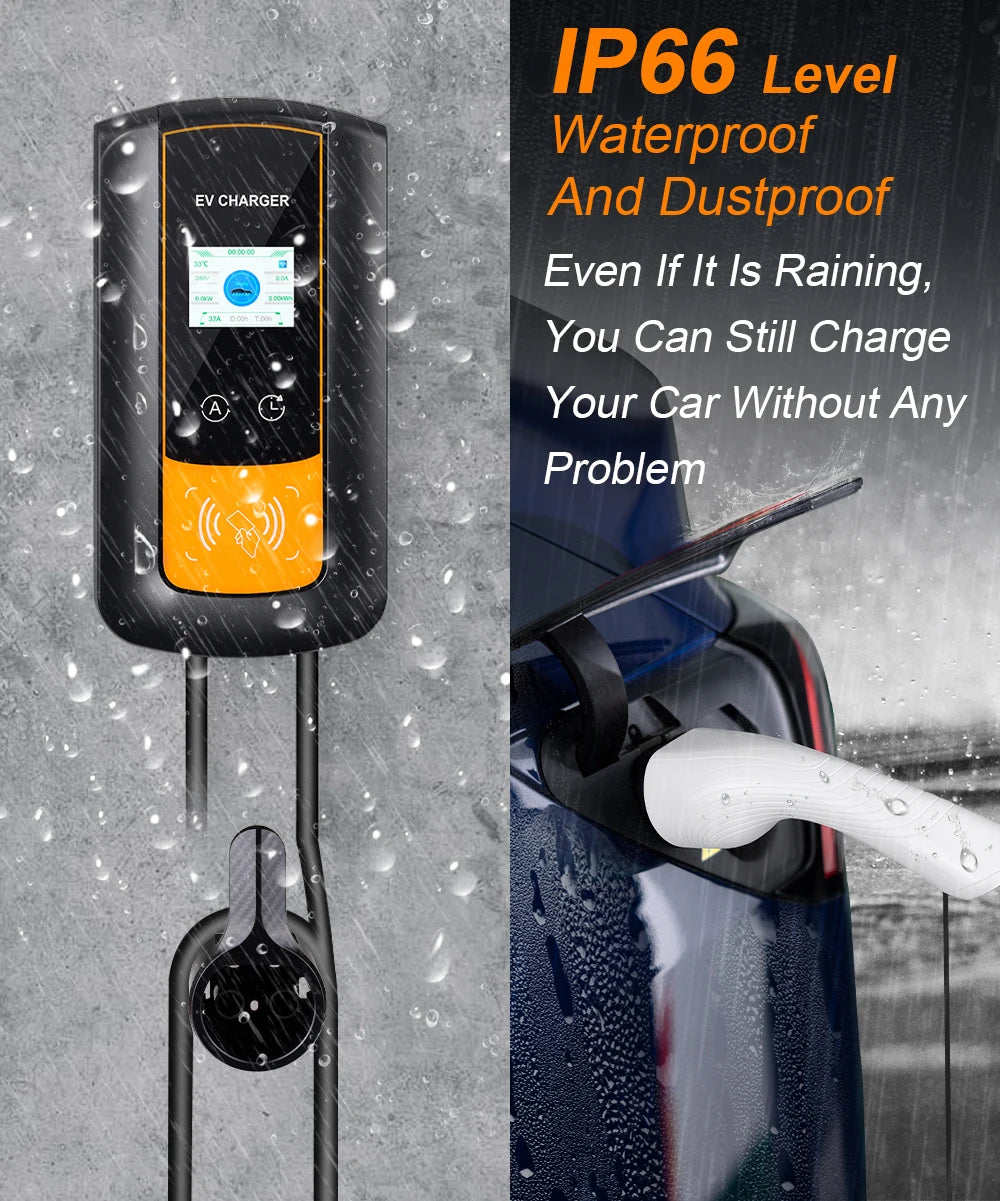 IPENGEN EV Charging Station 32A Electric Vehicle Car Charger EVSE Wallbox Wallmount 7.6/11/22KW Type2 Cable IEC62196 APP Control