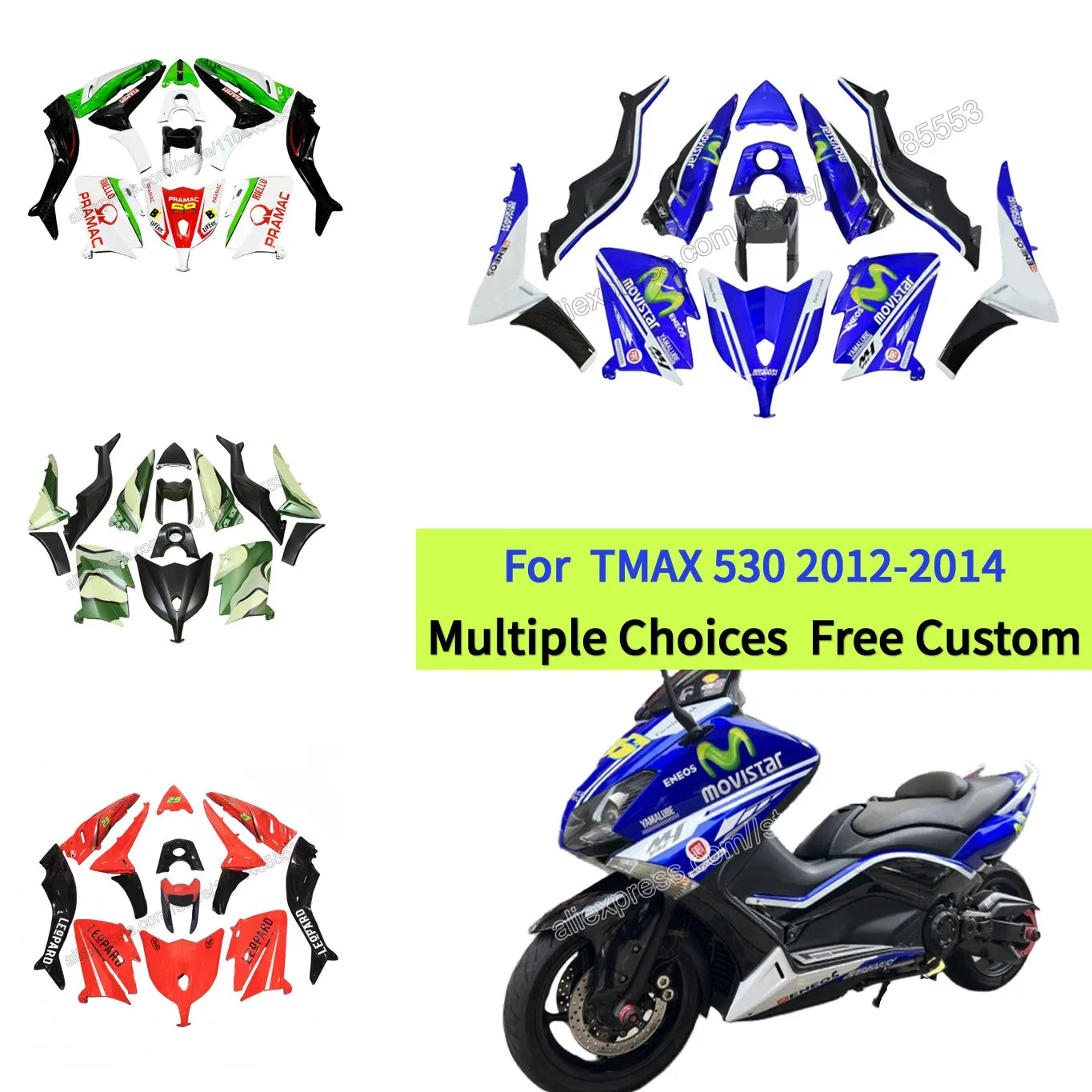Custom Injection Bodywork Fairing kit for Tmax530 2012 2013 2014 T-MAX530 TMAX 530 SJ09 Motorcycle Fairings