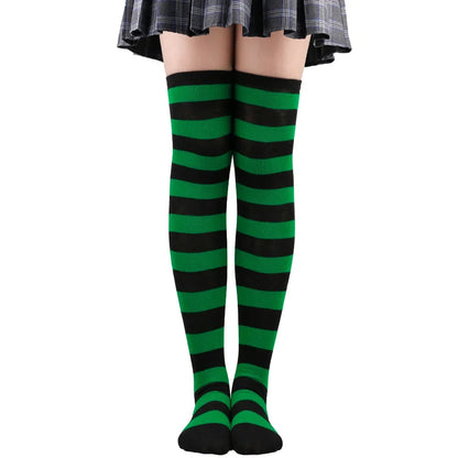 Womens Striped Thigh High Stockings Ladies Girls Black White pink Long Over Above Knee Socks femboy Cosplay Lolita Harajuku Y2k