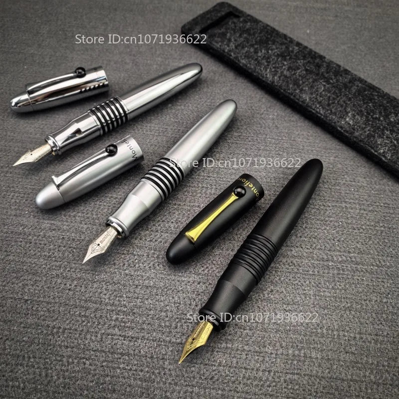 Benovel F857 Small Steel Cannon Pen Brass Chrome Plated All Metal Adult Student Calligraphy Practice Office Advanced Ink Pen