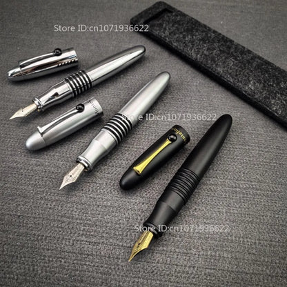 Benovel F857 Small Steel Cannon Pen Brass Chrome Plated All Metal Adult Student Calligraphy Practice Office Advanced Ink Pen
