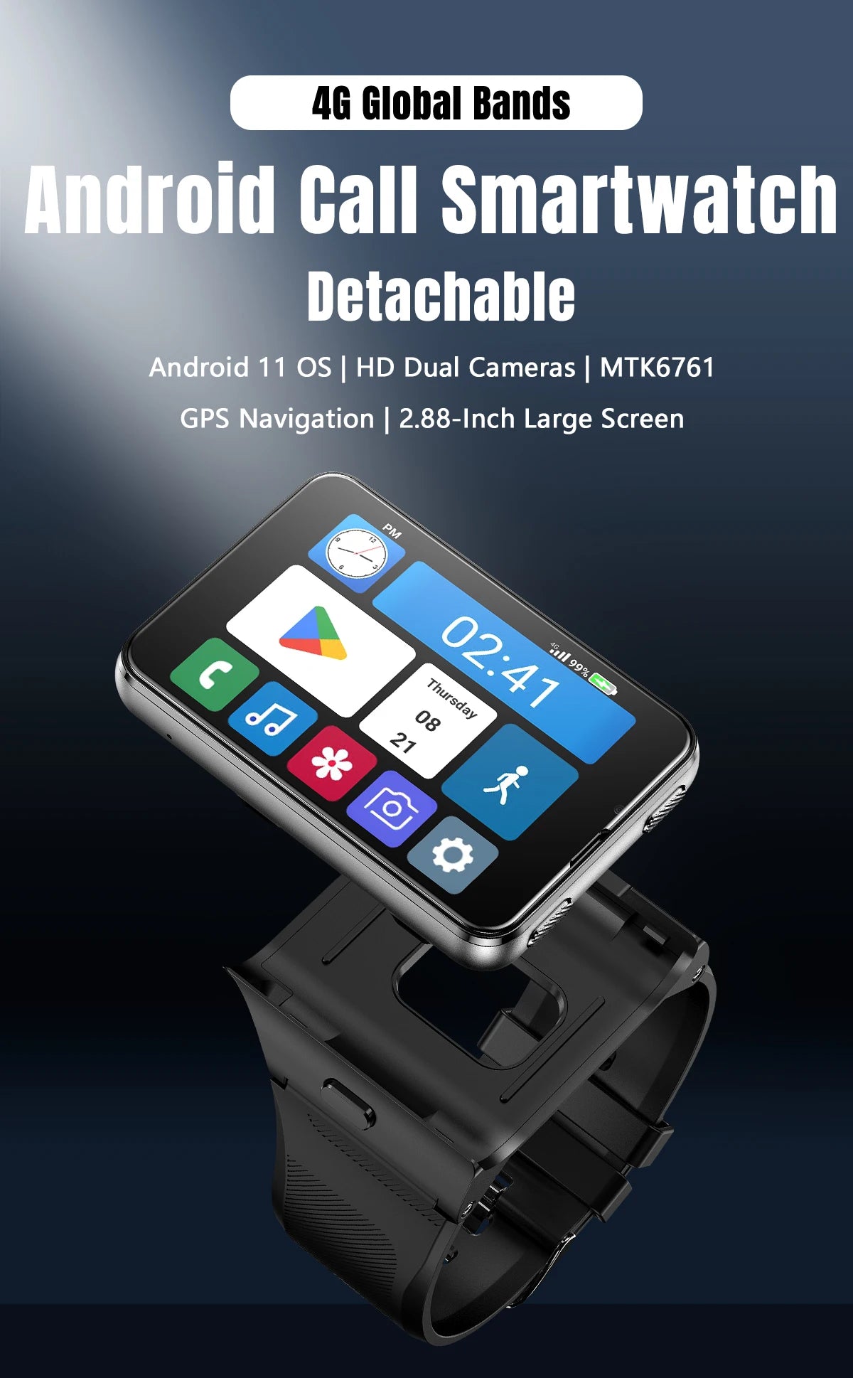 Factory S999 4G Smart Watch Android 11 OS MTK6761 Quad Core 4GB 64GB 2.88" HD Large Screen Smartwatch 2.0MP+8.0MP Dual Camera