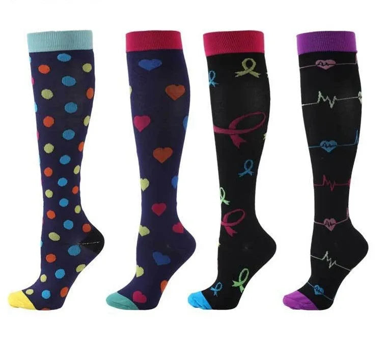 4 Pairs of Compression Socks Men Women Medical Varicose Veins Nursing Socks For Outdoor Running Pregnant Sports Socks