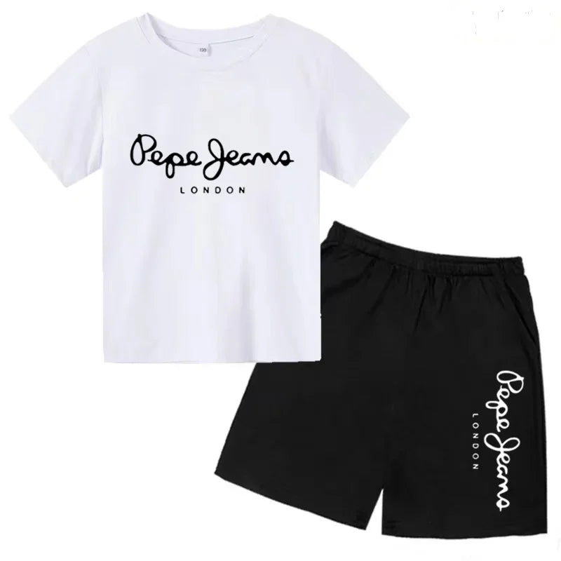 Kids Summer Fashion Casual Set - Boys Girls Toddler Clothes Charming Letter Print T-shirt with Short Sleeves And Shorts 3-12 Yea