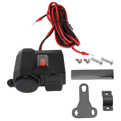 24V 12V Motorcycle USB Chargers 3.0 2.1A Cigarette Lighter Port Volt Switch Cover Cell Phone Power Adapter Splitter Accessories