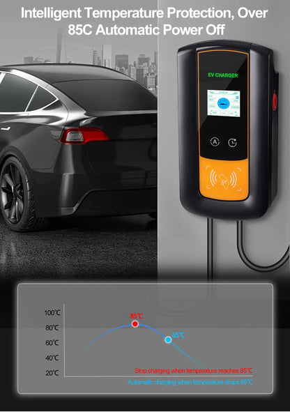 IPENGEN 22KW 32A 3Phase EV Charging Station Type2 IEC62196-2 Electric Car Charger 5m Cable EVSE Wallbox WIFI APP Control