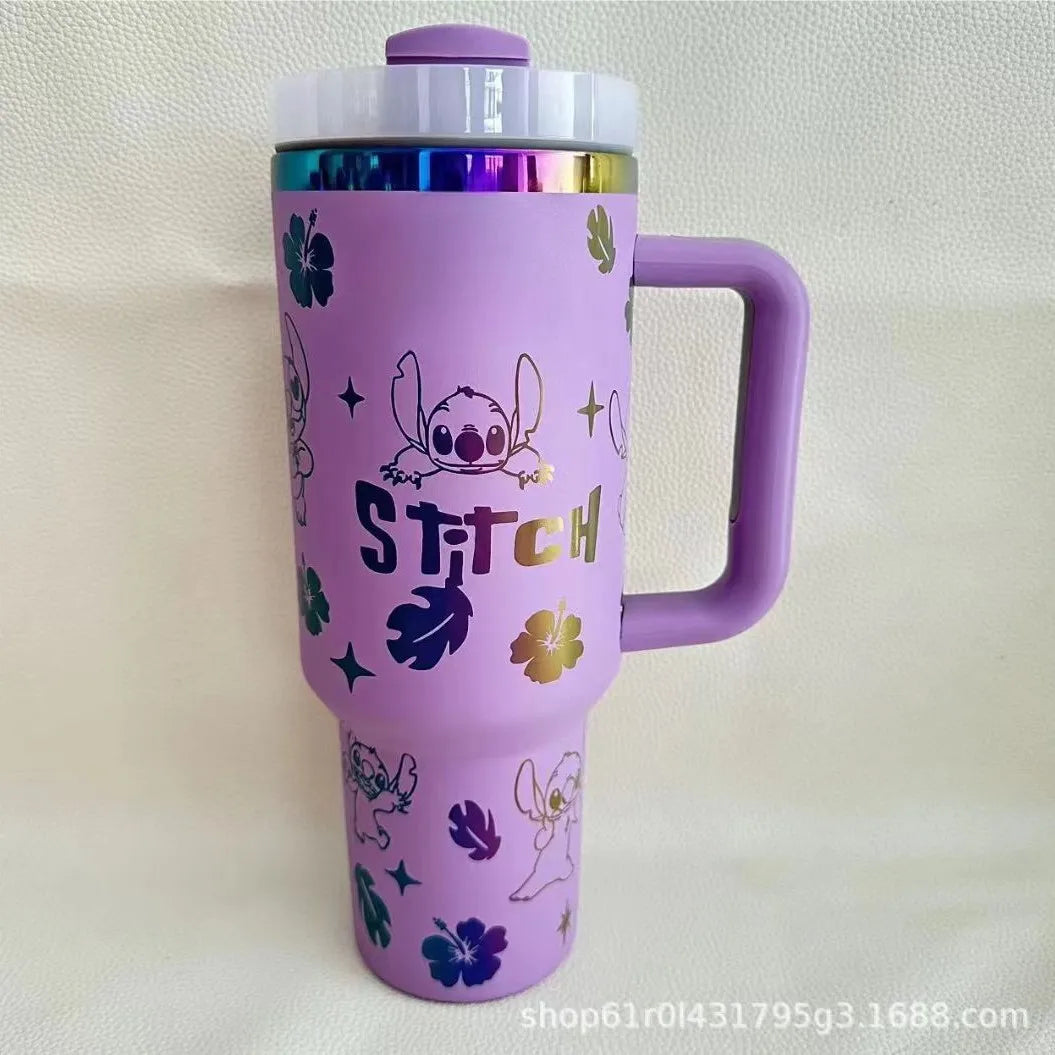 In Stock Stitch Cartoon Peripheral Insulated Cup 40oz 1180ml Stainless Steel Straw Cup Large Capacity Portable And Durable Gift