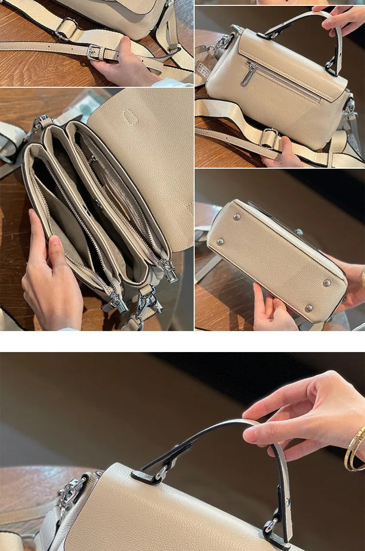 luxury handbags female crossbody bags Vintage Genuine leather one piece shoulder bag small square bag for women cowhide Blue bag