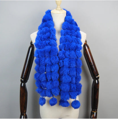 Women Winter Warm Real Rabbit Fur Scarf Hot Sale Natural Rabbit Fur Muffler 2025 Lady 100% Genuine Fur Scarves Wholesale Retail