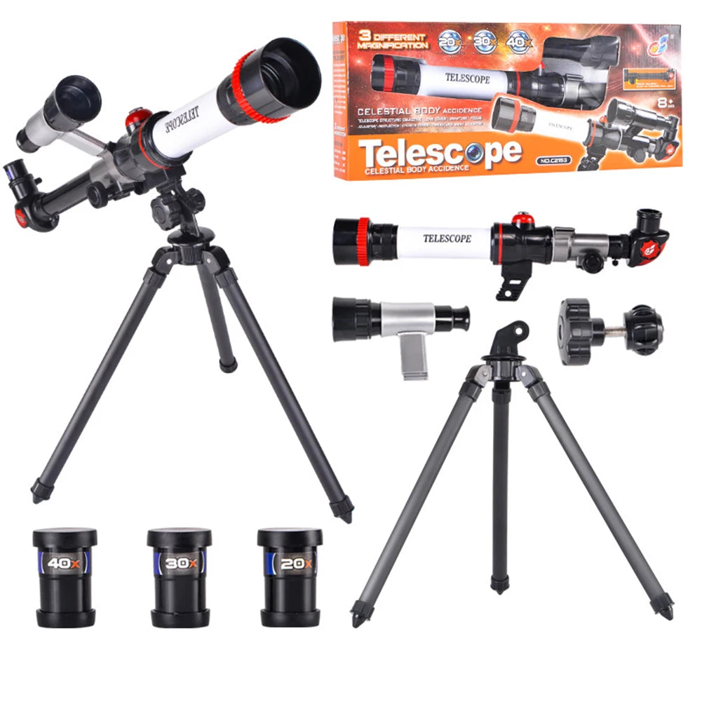 20X 30X 40X Astronomical Telescope Portable Travel Telescope Monocular HD Moon Space Planet Observation for Children Gifts