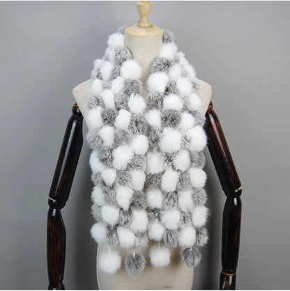 Women Winter Warm Real Rabbit Fur Scarf Hot Sale Natural Rabbit Fur Muffler 2025 Lady 100% Genuine Fur Scarves Wholesale Retail