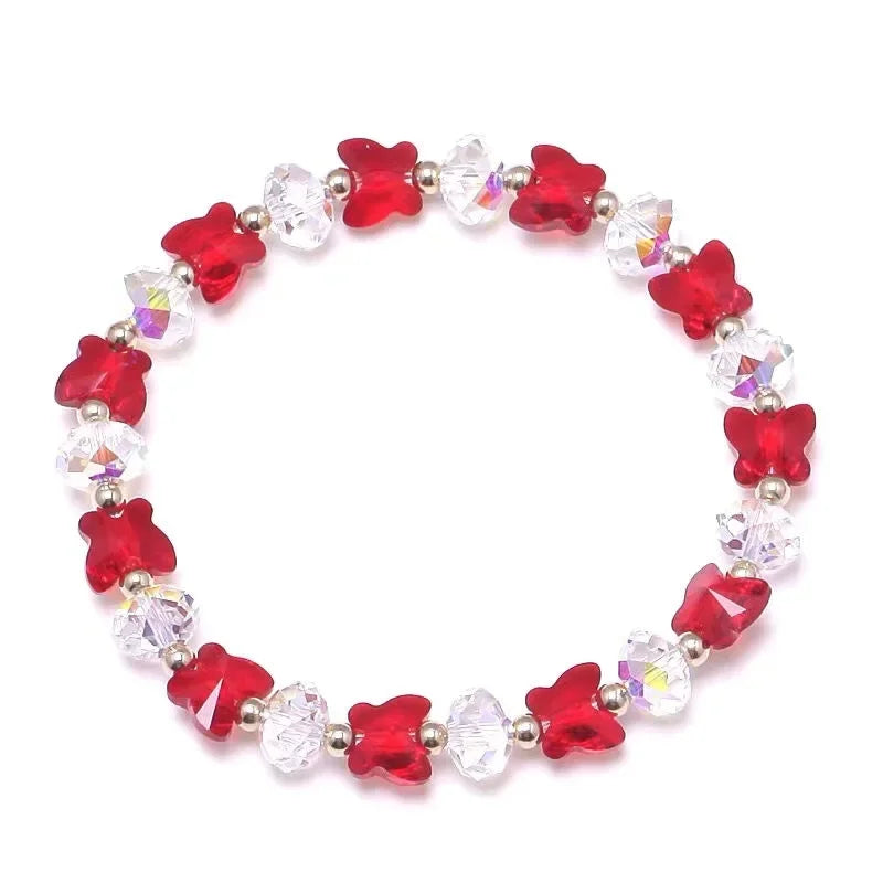Fashion Butterfly Charm Crystal Stretch Beaded Bracelets Elastic Rope Women Temperament Bracelet