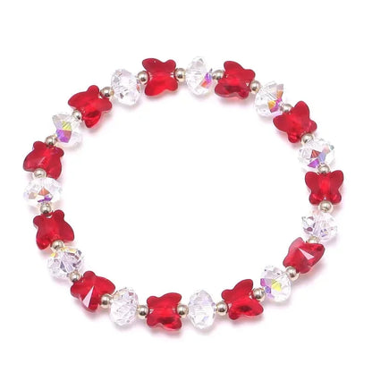 Fashion Butterfly Charm Crystal Stretch Beaded Bracelets Elastic Rope Women Temperament Bracelet