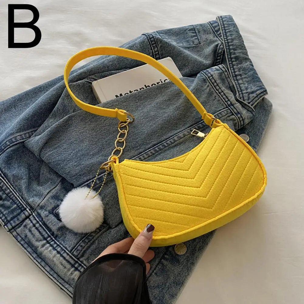 Mini Women Shoulder Bags Fashion Felt Women's Bag Design Advanced Underarm Handbags Mini Saddle Bag