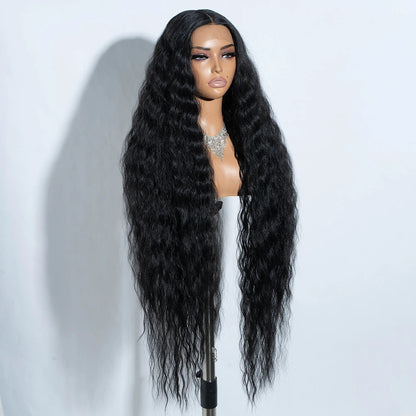Synthetic Lace Front Curly Wigs For Women 42 inches Soft Wavy Ombre Blonde Ginger Highlight Cosplay Wigs Heat Resistant