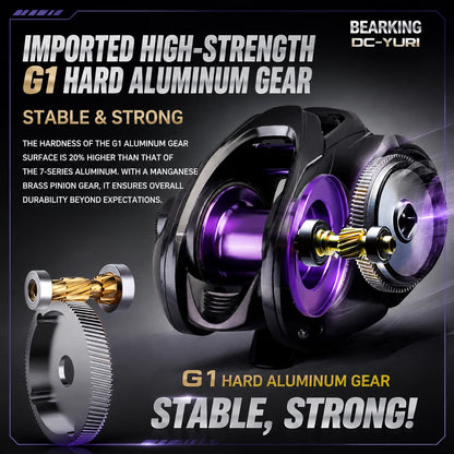 BEARKING YURI-DC Baitcasting Reel 5+1BB 7.1:1 158g Carbon Frame G1 Aluminum Gear Intelligent DC Brake Felt Drag Washer