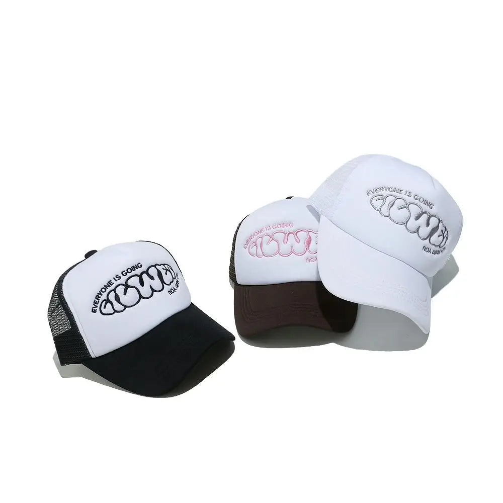 Sunscreen Cap EVERYONE IS GOING Baseball Cap Sunscreen Hat Adjustable Trucker Cap Breathable Casual Snapback Cap Hip Hop