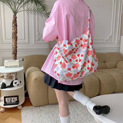 Women's Shoulder Bags Leopard Print Flower Fashionable Trendy Canvas Cross Bags Large Capacity Portable Shopping Shoulder Bags
