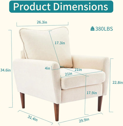 OLIXIS Comfy Accent Chair for Living Room Bedroom and Waiting Room, Upholstered Mid-Century