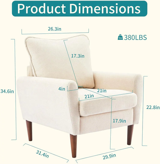 OLIXIS Comfy Accent Chair for Living Room Bedroom and Waiting Room, Upholstered Mid-Century