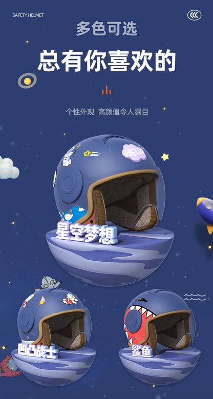 Children's Four Seasons Helmet New National Standard Class A 3C Certification Cartoon Electric Vehicle Helmet Motorcy Casco Moto