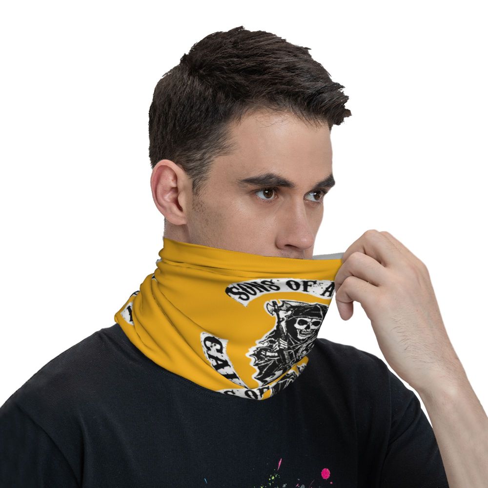 Custom 1 Percenter Essential Sons Bandana Neck Gaiter for Ski Camping Men Women Wrap Scarf TV Show Anarchy Headband Warmer