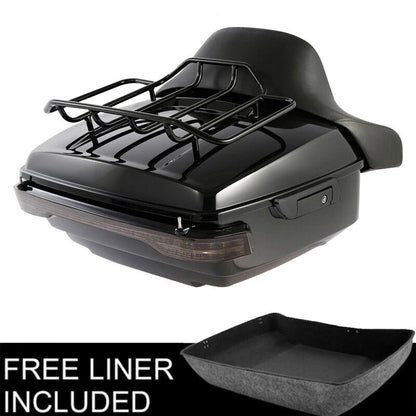 Motorcycle King Trunk Pad Top Rack LED Brake Light For Harley Touring Road Glide 2014-2025
