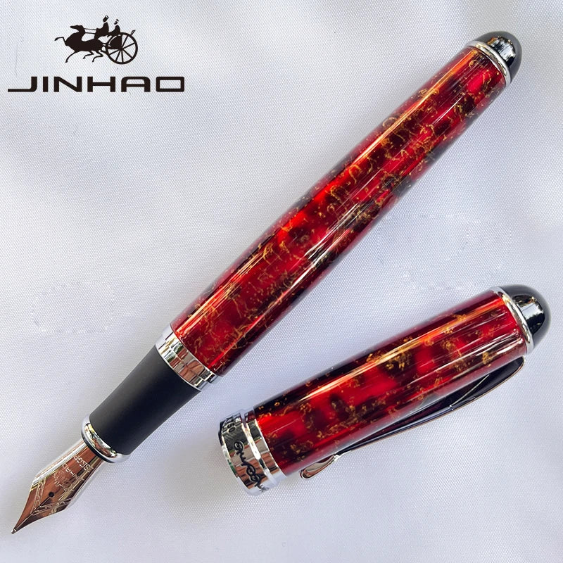 1 PCS Jinhao X750 Fountain Pen Set Medium Nib With Ink Converter Silver Trim Fancy gift calligraphy writing pen