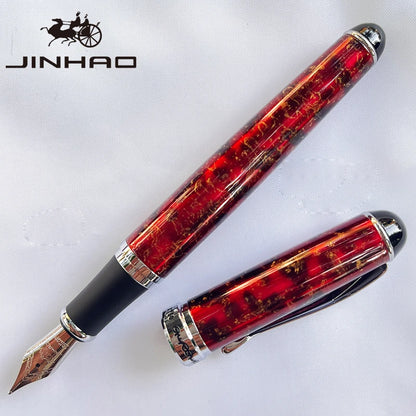 1 PCS Jinhao X750 Fountain Pen Set Medium Nib With Ink Converter Silver Trim Fancy gift calligraphy writing pen
